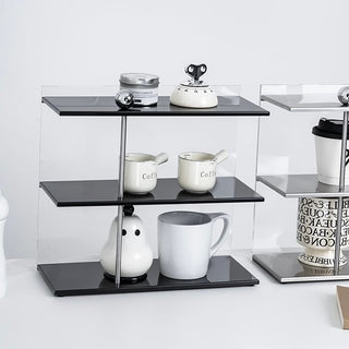 Clear Acrylic Stainless Steel Three-Tier Storage Display Rack   Cosmetic Storage Mug Rack