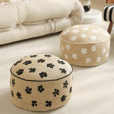 Straw material Flower Bead Cushion Pouf  Chair