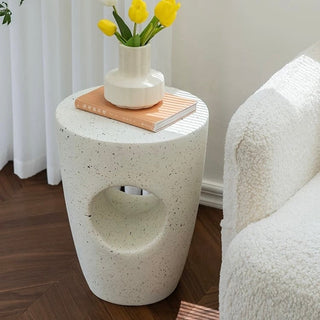 Scattered pattern perforated round side table coffee table
