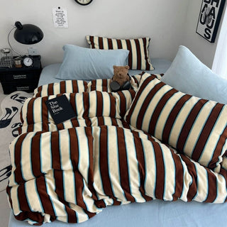 Blue Mix Wide Stripe Winter Duvet Cover Set