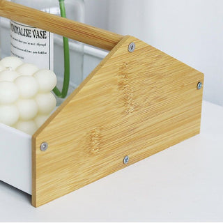 Bamboo Handle Storage Tray  House Motif