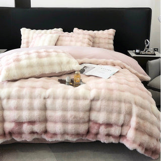 Gradient Fluffy Soft Duvet Cover Set  Bed Cover Bedding Cover