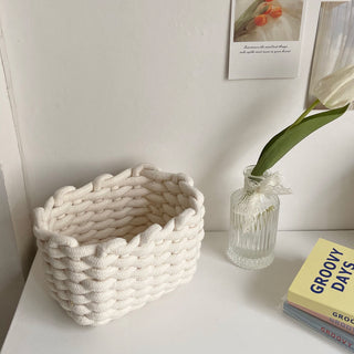 Rope braided small storage basket