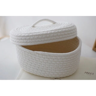 Rope Braided Small Item Storage Basket with Lid