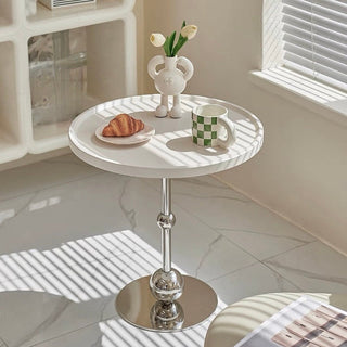 Silver Leg Round Side Table White