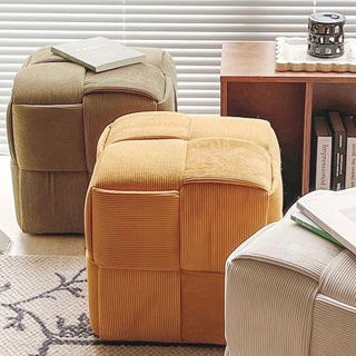 Cube-shaped woven stoolin  ottoman 38cm high