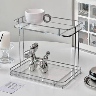 Clear Silver Stripe Pattern Cosmetic Storage Rack
