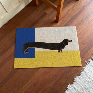 Dachshund Mix Color Door Mat 50 x 75 cm for removing mud and dogs.