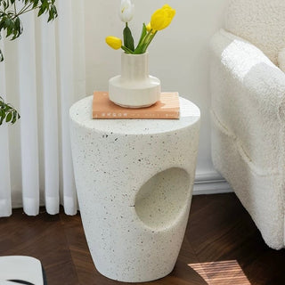 Scattered pattern perforated round side table coffee table