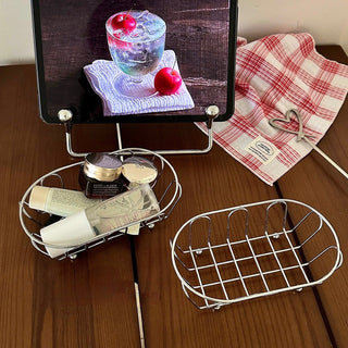 Silver wire oval basket storage basket for small items