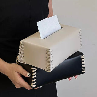 Side Stitch Faux Leather Tissue Case