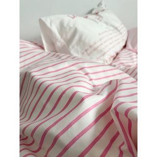 White Pink Stripe Duvet Cover Set