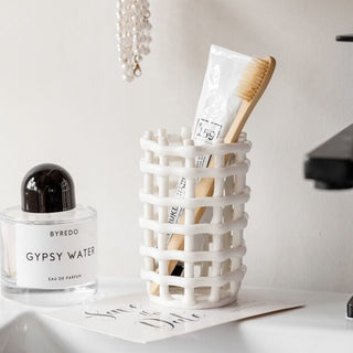 amiami Ceramic Brush Stand Pen Holder White