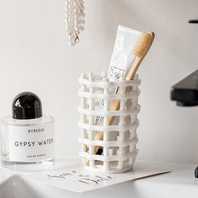amiami Ceramic Brush Stand Pen Holder White