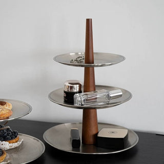 Stainless Steel Wood Three-Tier Accessory Storage Tray Display