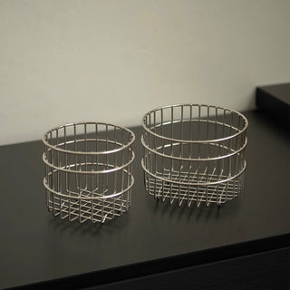 Set of 2  Stainless Steel Wire Round Baskets