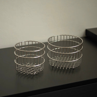 Set of 2  Stainless Steel Wire Round Baskets