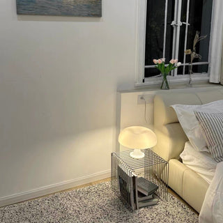 Silver Metal Storage Rack Side Table Magazine Rack Wire Cube