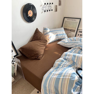 Multi-stripe cotton duvet cover setin  and 2 sizes.