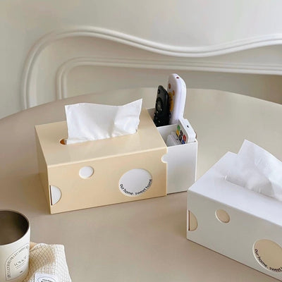 Cheese motif multi-functional tissue case   also suitable for storing remote controls and small items.