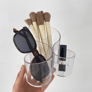 Clear Color Triple Wave Brush Stand Pen Holder