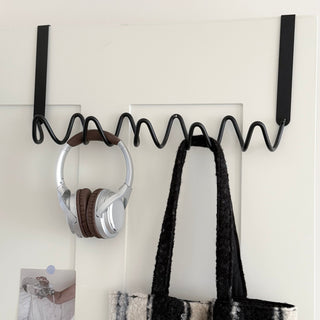 Black Wavy Door Hooks  3 Types   Hanger Hooks   Suitable for Rental Properties  No Drilling Required