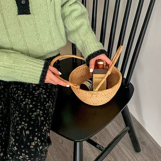 Rattan Picnic Basket with Handles Storage Basket