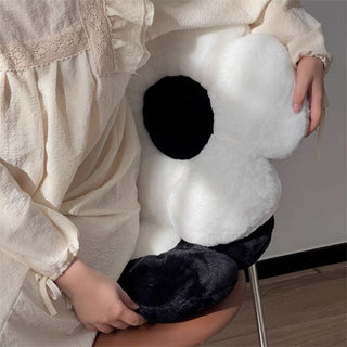 Monochrome Flower-shaped Cushion
