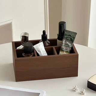 Thimble Wood Divider Rectangular Storage Box Cosmetics Small Item Holder Remote Control Stand