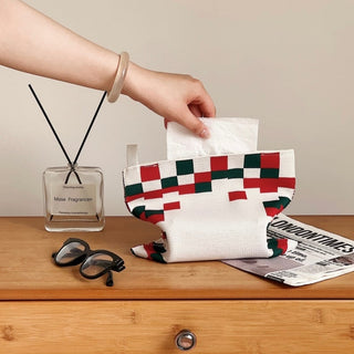 Mosaic Pattern Knit Tissue Case   Hanging Type
