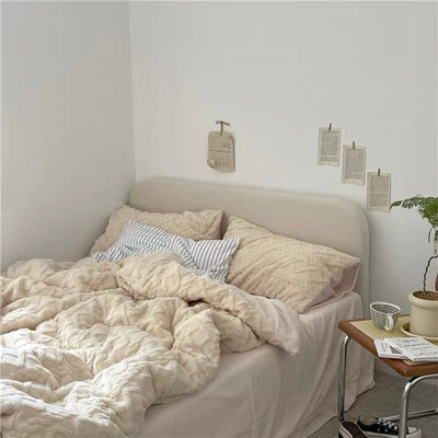 Cable pattern Milk velvet winter duvet cover set