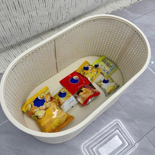 Wheeled Wood Lid Storage Oval Side Table
