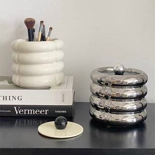 Ceramic storage box with lid brush standin .