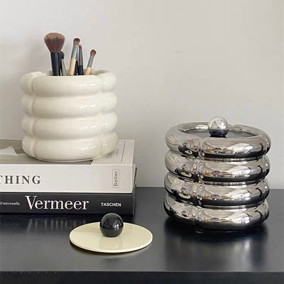 Ceramic storage box with lid brush standin .