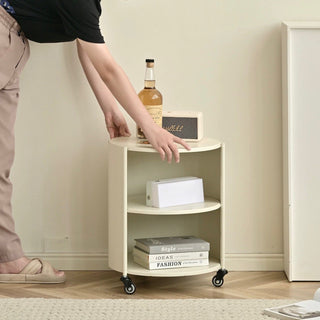 Castered Iron Cylindrical Two-Tier Side Table