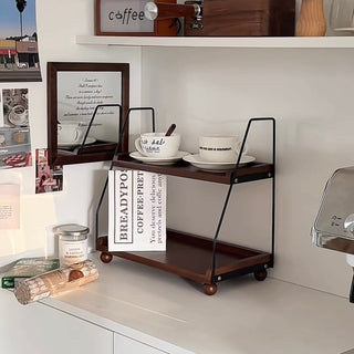 Wood Wire Retro Two-Tier Storage Rack Spice Rack