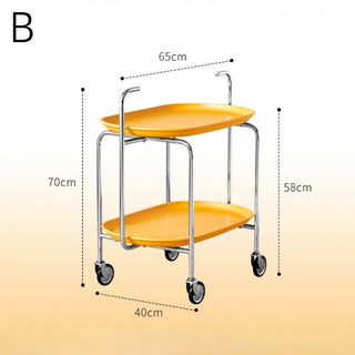 Silver frame with casters two-tier side tablein  wagon.