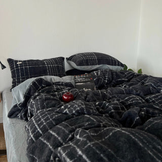 Gray Retro Check Pattern Duvet Cover Set 2 Sizes  Winter Thick Bed Cover Bedding Cover