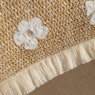 Straw material Flower fringe cushion cover 45 x 45 cm