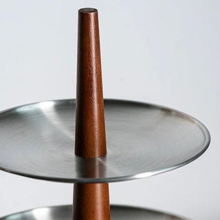 Stainless Steel Wood Two-Tier Accessory Storage Tray Display
