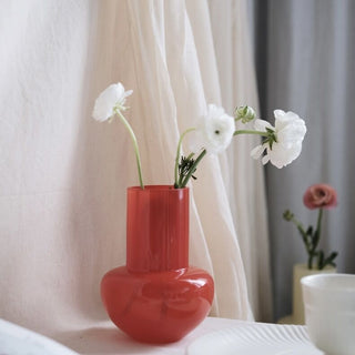 Red Glass Flower Vase