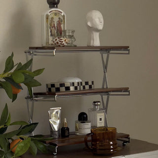 Folding Wood Three-Tier Storage Display Rack