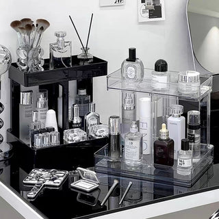 Rectangular Simple Tabletop Two-Tier Cosmetic Storage Rack
