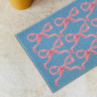 Romantic Pink Ribbon Pattern Entrance Mat 50x80cm Mud Removal