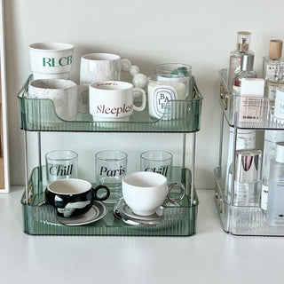 Clear Stripe Pattern Tier Cosmetic Storage Rack
