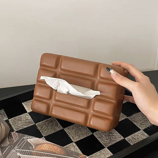 Ceramic plate chocolate motif tissue case