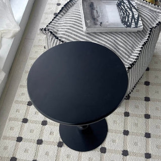 Modern Black Iron Round Compact Side Table
