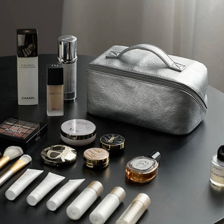 Simple Leather Large Capacity Cosmetic Storage Pouch  Travel Pouch
