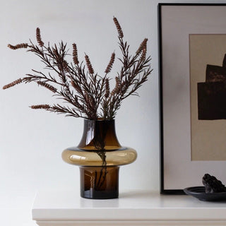 Brown color Clear glass flower vasein 2 sizes.
