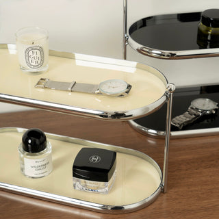 Stainless Steel Frame Oval Two-Tier Storage Rack   Perfume Storage